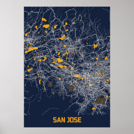 Poster San Jose - Mapa da Cidade Bluefresh na Califórnia