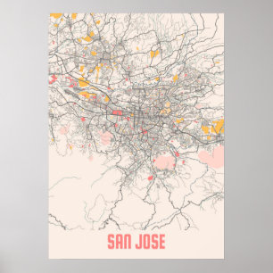 Poster San Jose - Mapa da cidade do giz da Califórnia
