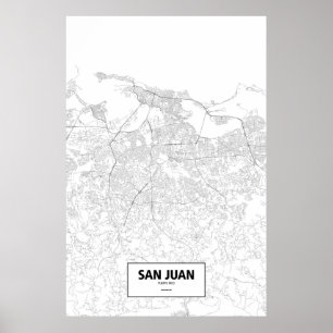 Poster San Juan, Puerto Rico (preto no branco)