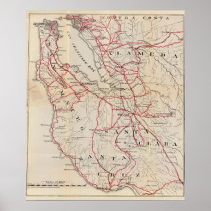 Poster San Mateo, Santa Cruz, Santa Clara, Alameda