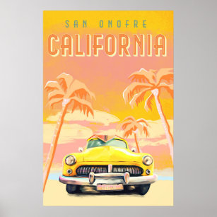 Poster San Onofre, Califórnia Sunset. Surf Vintage legal