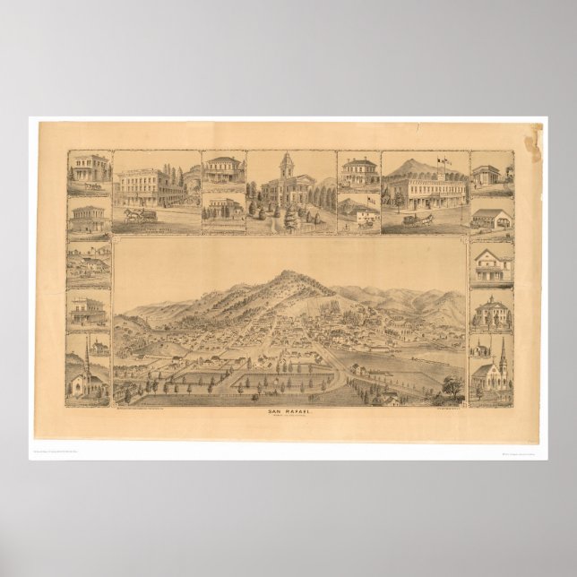 Póster San Rafael, CA. Mapa Panorâmico (1576A) (Frente)