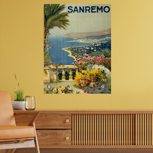 Poster San Remo, Italy Vintage Travel Tourism (Sala de Estar 2)