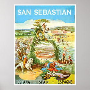 Poster San Sebastian, Espanha, arte safra, viagem