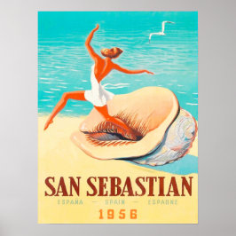Poster San Sebastian, mulher está saindo de uma concha