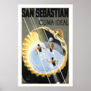 Poster San Sebastian O País Basco Espanha Antigo