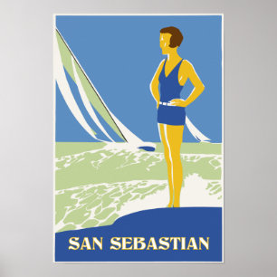 Póster San Sebastian, viagem de arte vetorial