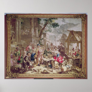 Póster Sancho Panza e vendedor da porca