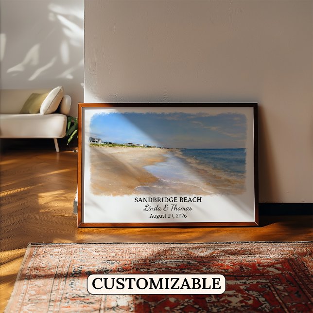 Poster Sandbridge Beach Virginia Poster, Watercolor, Cust (Criador carregado)