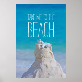 Póster Sandcastle Coral Turquoise Sea Leva-me à praia