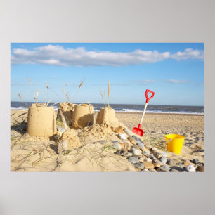 Póster Sandcastle na praia