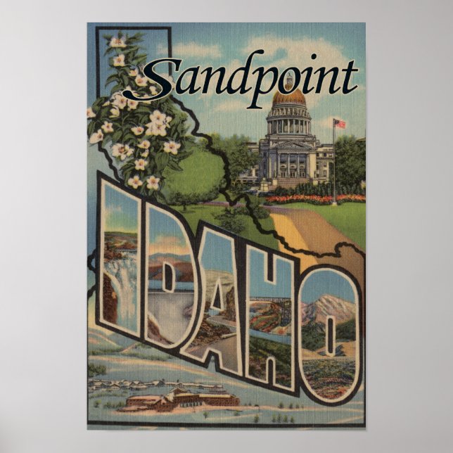 Póster Sandpoint, Idaho - Cenas com Letra Grande (Frente)