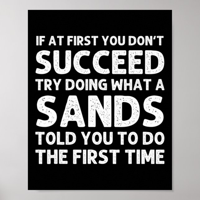 Poster Sands Funny Surname Family Tree Aniversário Reuniã (Frente)