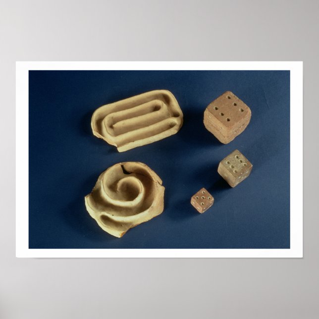Póster Sandstone dice e terracotta maze game, Harappa, (Frente)