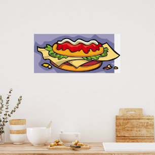 Poster Sanduíche com Alface Queijo e Molho