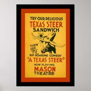 Póster Sanduíche do boi de Texas