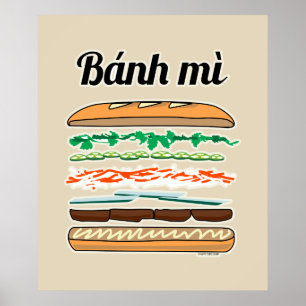 Poster Sanduíche vietnamita de Banh Mi baguete francês