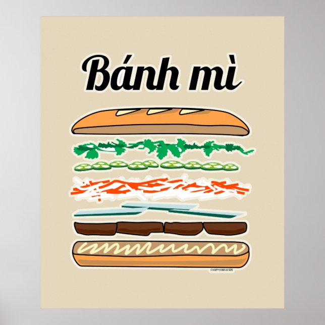 Poster Sanduíche vietnamita de Banh Mi baguete francês (Frente)