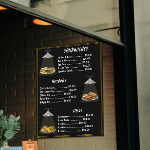 Poster Sanduíches do menu de Comida rápida Hotdog Tac