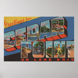 Póster Sandusky, Ohio - Lago Erie - ponto do cedro