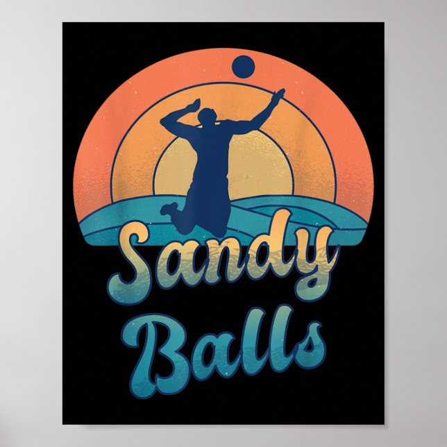 Poster Sandy Balls para um Jogador de Voleibol de Praia (Frente)