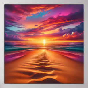 Poster Sandy Beach liderando um Sunset vibrante