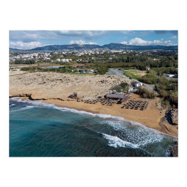 Póster Sandy Beach Paphos, Chipre (Frente)
