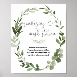 Poster Saneamento de estação de máscara verde por terr
