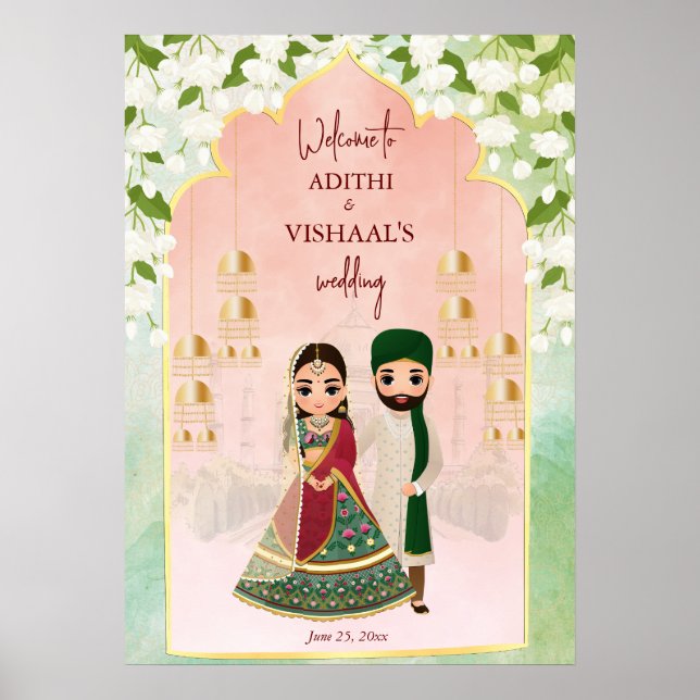 Poster Sangeet mehndi, sinal de boas-vindas ao casamento  (Frente)