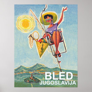 Poster Sangrado, mulher no elevador de esqui, viagens