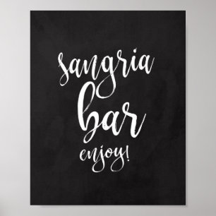 Póster Sangria - Bar Chalkboard 8x10 - Sinal de Casamento