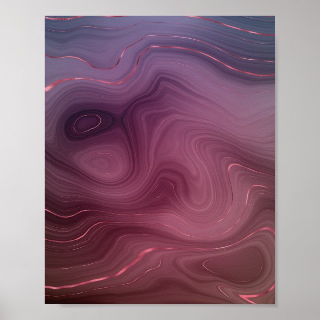 Poster Sangria Strata | Moody Pink e Purple Luxe Agate (Frente)
