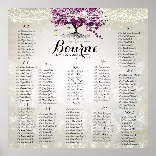 Poster Sangria Wine Mason Jar Firefly Árvore Folha de Cor (Frente)