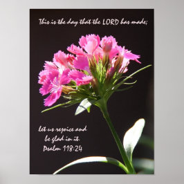 Póster Sangue Floral Rosa com Verso do Salm 118:24