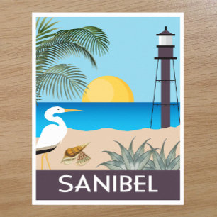 Poster Sanibel Island Florida no estilo da viagens vintag