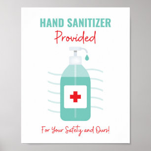 Poster Sanitizer Mão Fornecido, Para Sua Segurança e Su