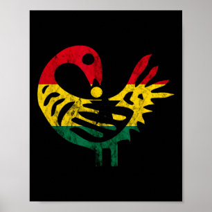 Poster Sankofa African Bird Ghanese Flag Orgulho 19 de ju