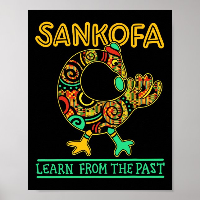 Poster Sankofa Ave Africano Mês da História Negra Junetee (Frente)