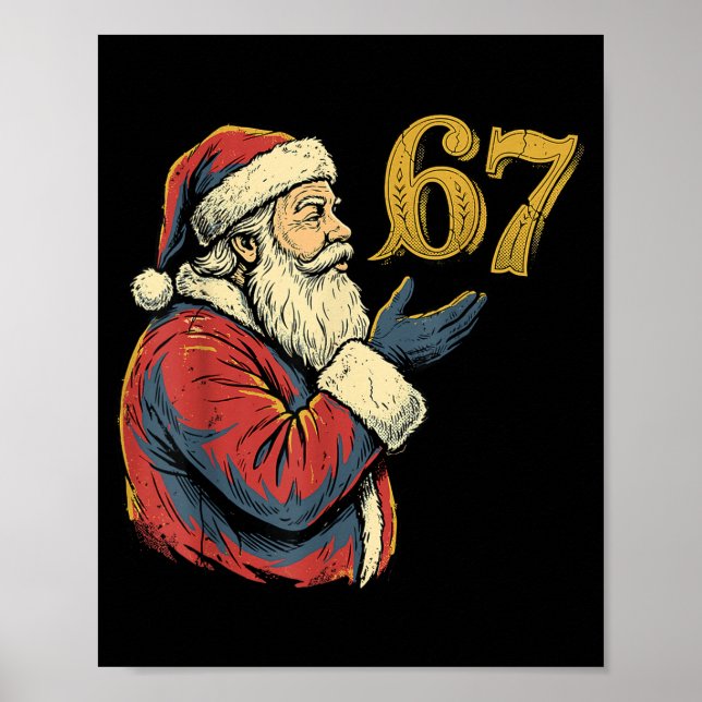 Poster Santa 67 Number Funny Christmas Meme Se  (Frente)