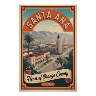 Póster Santa Ana Califórnia Vintage Viagem Retro