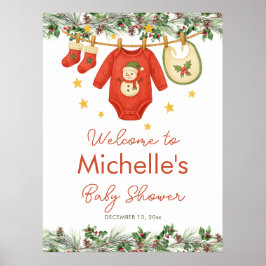 Poster Santa Baby Christmas Clothesline Baby Shower