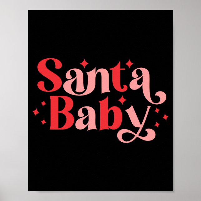 Poster Santa Baby Retro Christmas Tygraphy  (Frente)