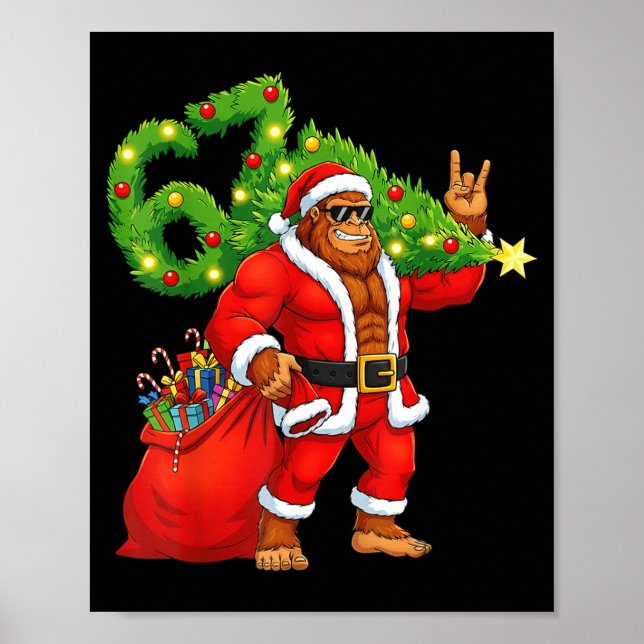 Poster Santa Bigfoot 67 Meme Funny Six Seven Christmas Ho (Frente)