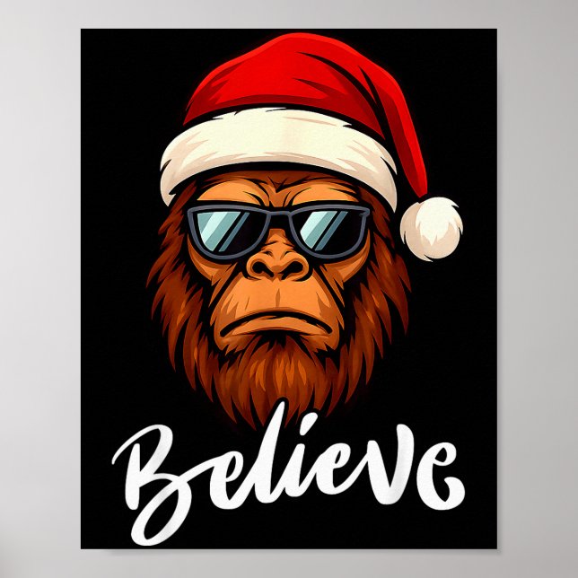 Poster Santa Bigfoot Christmas Funny Sasquatch Believe Xm (Frente)
