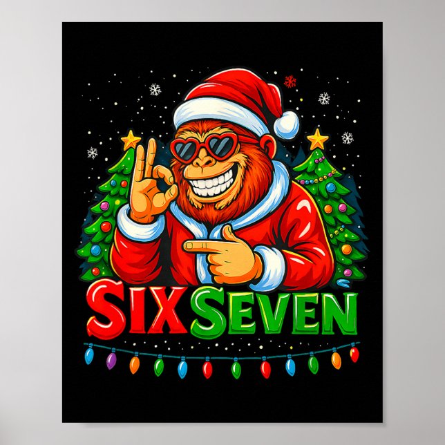 Poster Santa Bigfoot Christmas Sasquatch 67 Funny Meme Si (Frente)