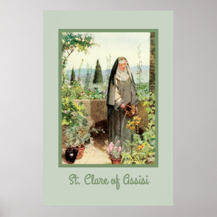 Poster Santa Clara de Assis Regando Flores (M 065)
