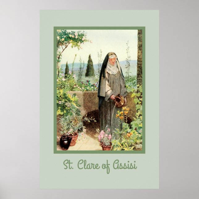 Poster Santa Clara de Assis Regando Flores (M 065) (Frente)