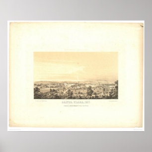 Poster Santa Clara, mapa panorâmico 1856 do CA (1585A)