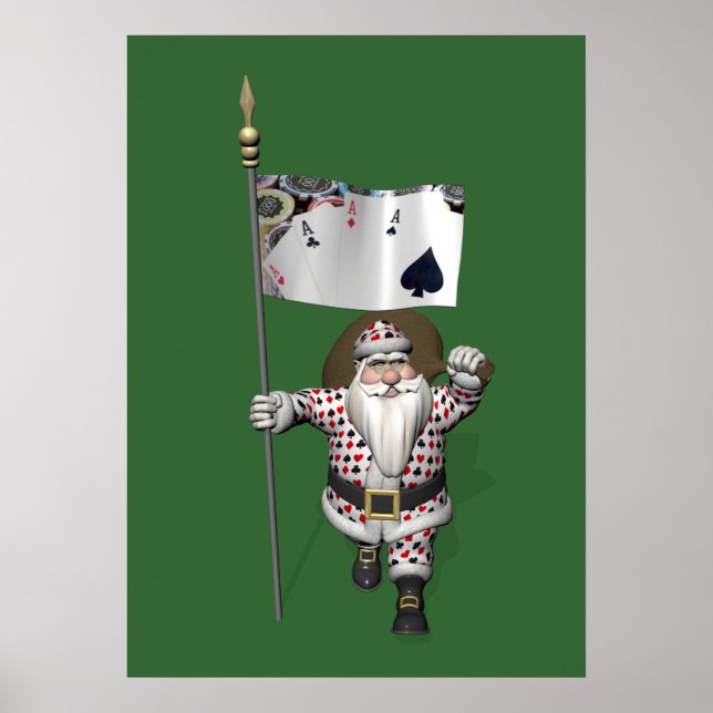 Póster Santa Claus ama Jogando Poker (Frente)
