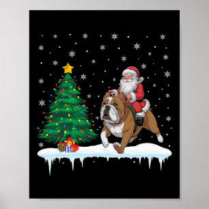 Poster Santa Claus Andando A Bulldog Americano Garotas Ch